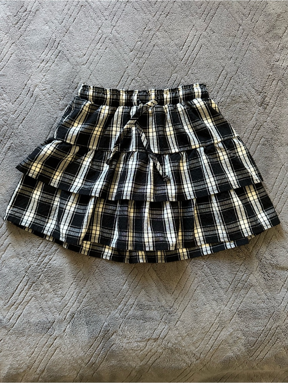 Plaid Tiered Ruffle Mini Skort - Black & White Girl’s Size 6/7